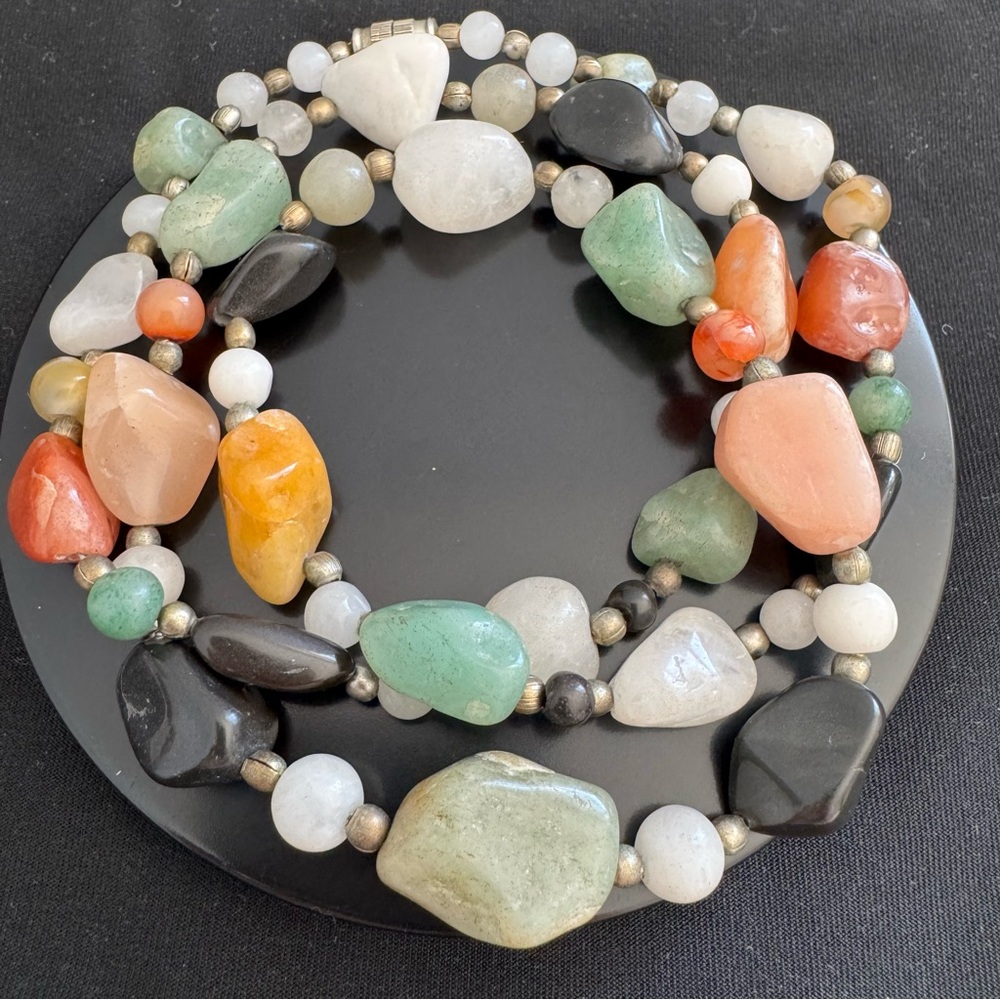 Multicolor Jadeite Spinel Nugget Necklace - 27”